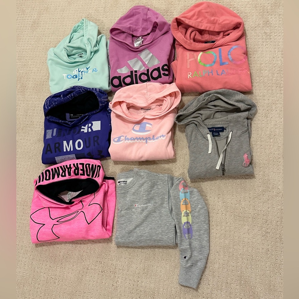 SOLD - Bundle of girls sweatshirts - size YL(10/12) - YXL(14)